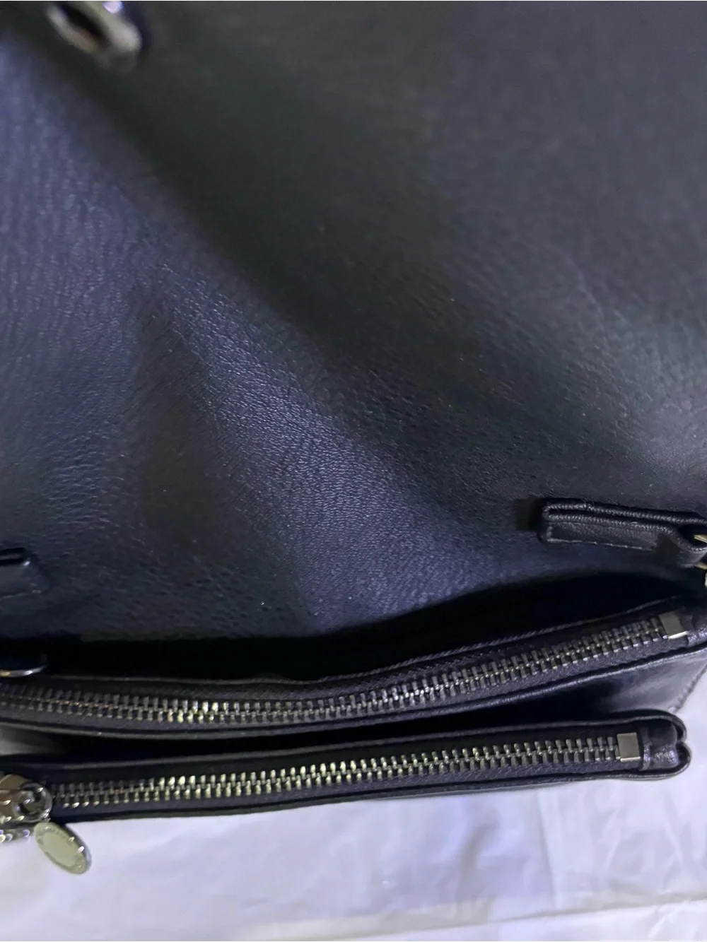 BCBGeneration Vintage Black Leather Crossbody with Gunmetal Chain